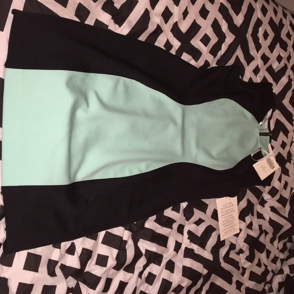 Black and teal slimming Boston dress